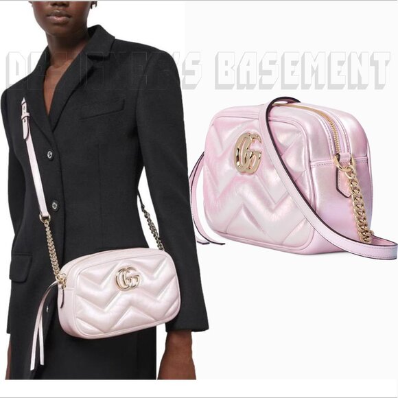 Set of 2 GUCCI bags: Strawberry Wristlet๐ & pink MARMONT Matelasse camera bag๐ - Picture 14 of 15